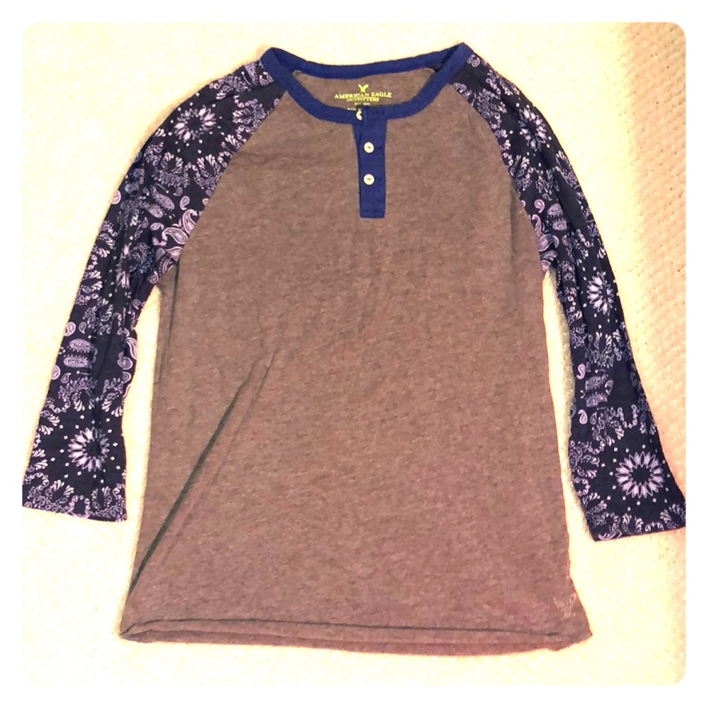 Three-quarter sleeve American Eagle grey & blue